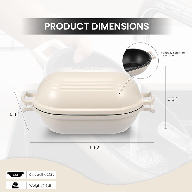 FRRLY Enameled Cast Iron Dutch Oven for Sourdough Bread Baking,9 x 5-4/5 Inch Oval Cast Iron Bread Pan with Lid,Dutch Oven for Homemade Sourdough Baking,2.8QT Meatloaf Pan,Oven Safe - Image 2